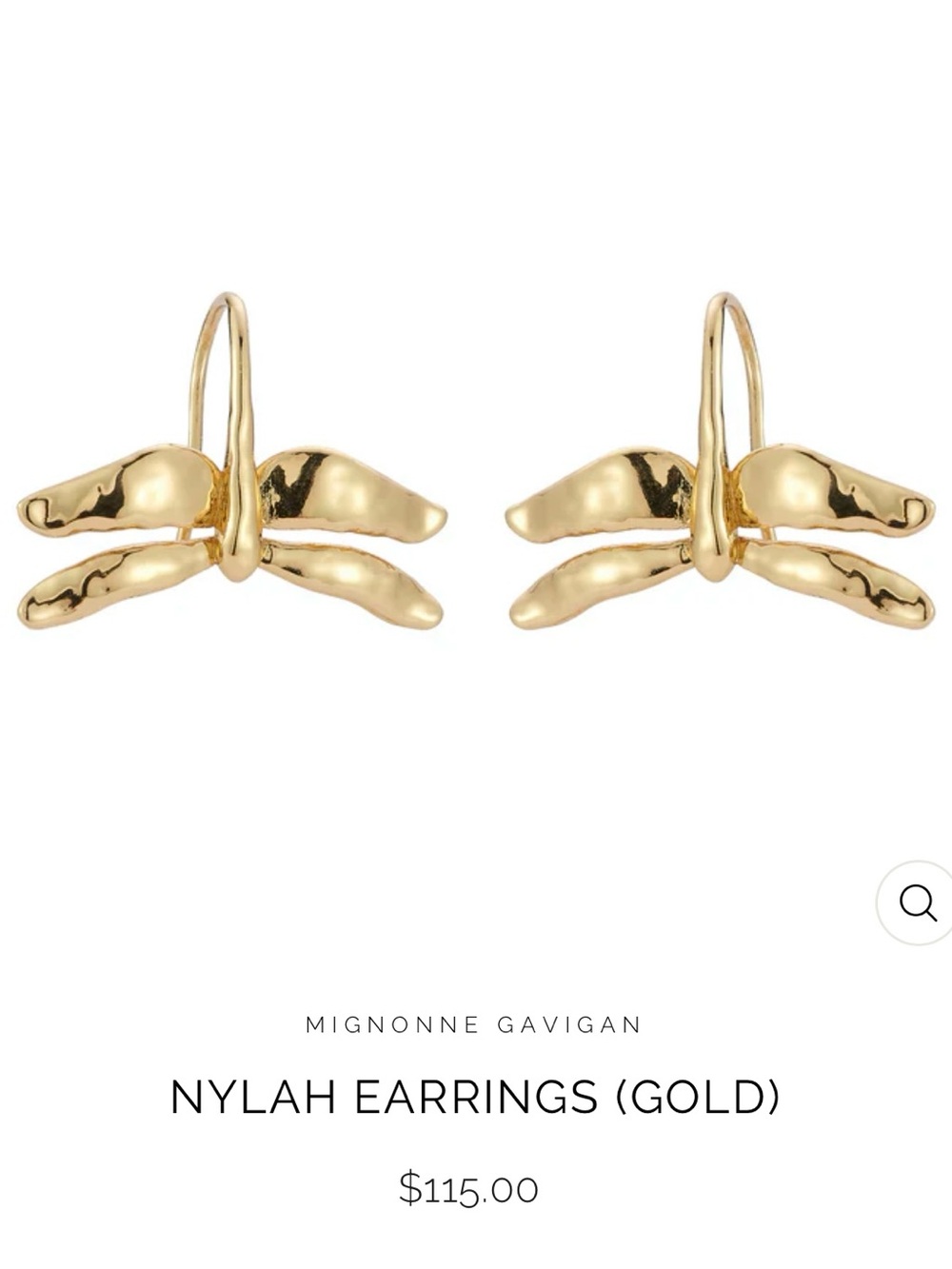 Mignonne Gavigan Nylah Sculpted Drop Earrings - Gold NWT